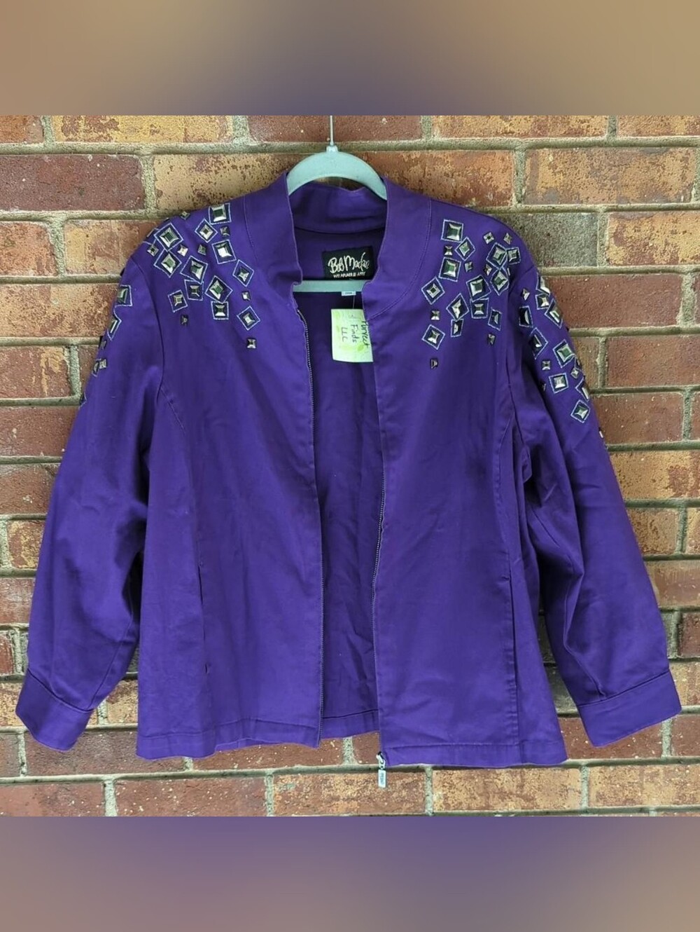 Bob Mackie VintagePurple Jacket With Embroidery And Gem Embellishment Size Large